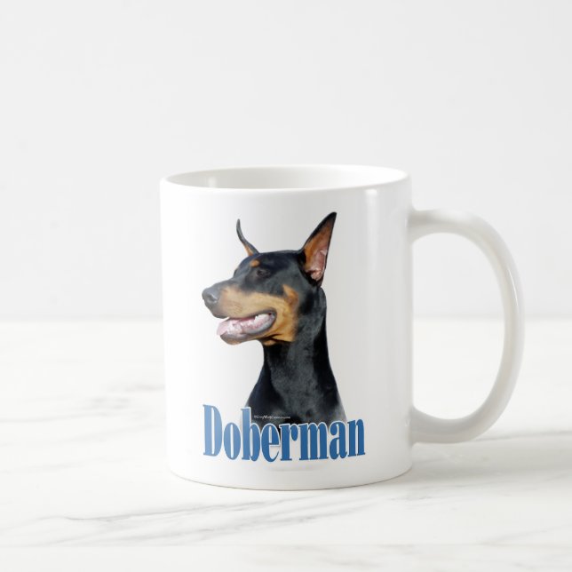Doberman Pinscher (schwarz) Name Kaffeetasse (Rechts)