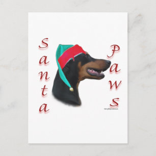 Doberman Pinscher (schwarz) Santa Paws Feiertagspostkarte