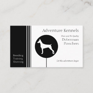 Doberman Pinscher Silhouette Modernes Schwarz-weiß Visitenkarte