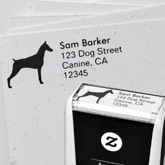 Doberman Pinscher Silhouette Rücksendeadresse Permastempel
