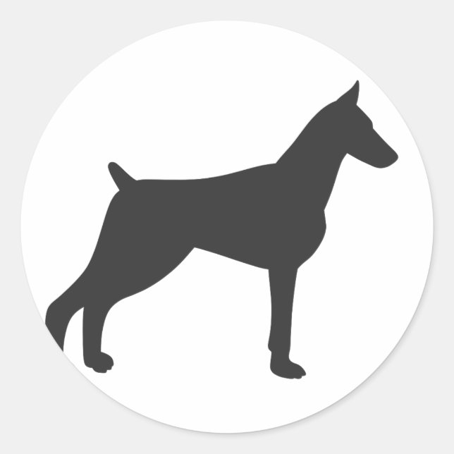 Doberman Pinscher Silhouette Runder Aufkleber (Vorderseite)