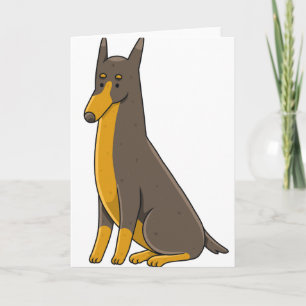 Doberman Pinscher Sitting Cartoon Karte