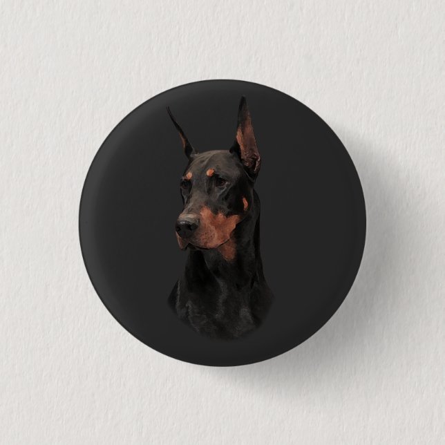 Doberman Pinscher, Square Wall Clock T - Shirt Button (Vorderseite)