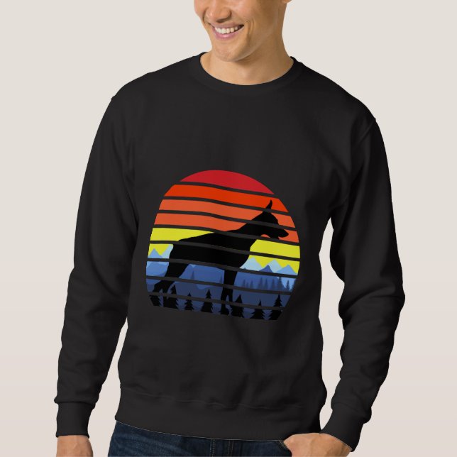 Doberman Pinscher Sunset Vintag Retro Sweatshirt (Vorderseite)