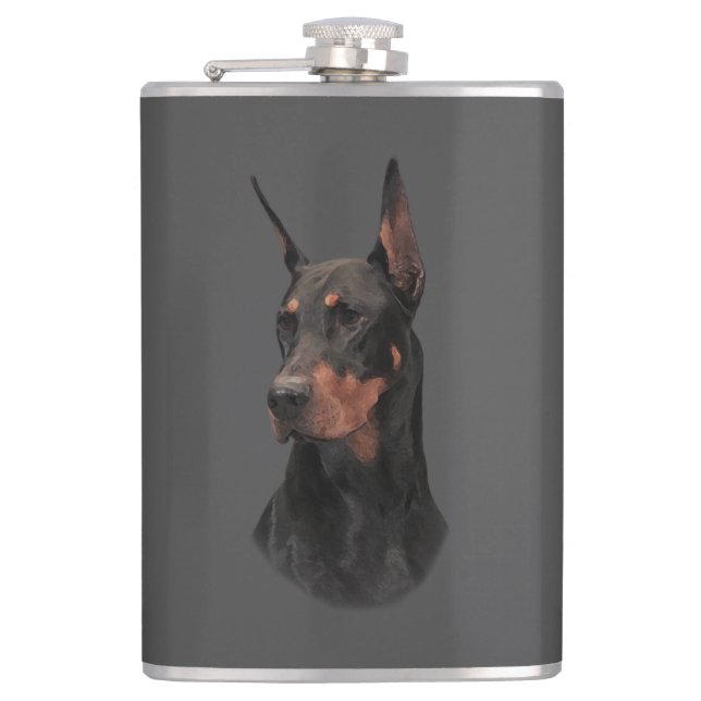 Doberman Pinscher Tasse Flachmann (Vorderseite)