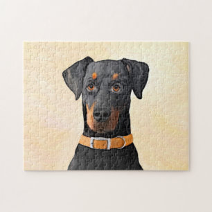 Doberman Pinscher Unzugeschnittene Malerei Origina
