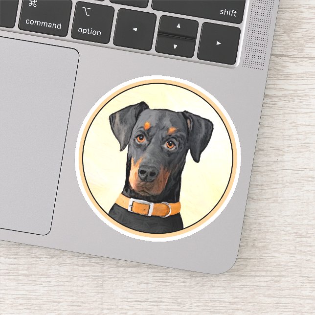 Doberman Pinscher Unzugeschnittene Malerei Origina Aufkleber (Detail)