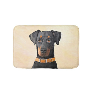 Doberman Pinscher Unzugeschnittene Malerei Origina Badematte