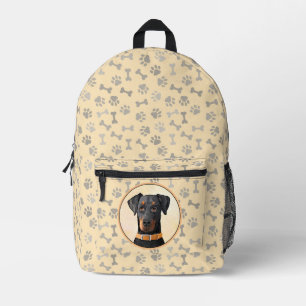 Doberman Pinscher Unzugeschnittene Malerei Origina Bedruckter Rucksack