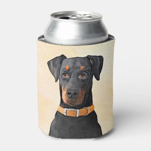 Doberman Pinscher Unzugeschnittene Malerei Origina Dosenkühler (Kanne Vorderseite)