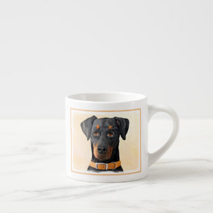 Doberman Pinscher Unzugeschnittene Malerei Origina Espressotasse