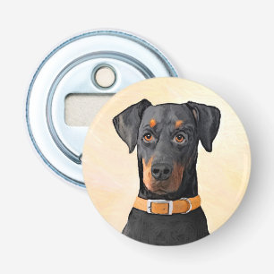 Doberman Pinscher Unzugeschnittene Malerei Origina Flaschenöffner