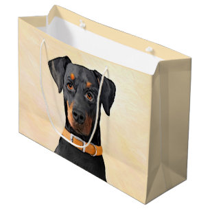 Doberman Pinscher Unzugeschnittene Malerei Origina Große Geschenktüte