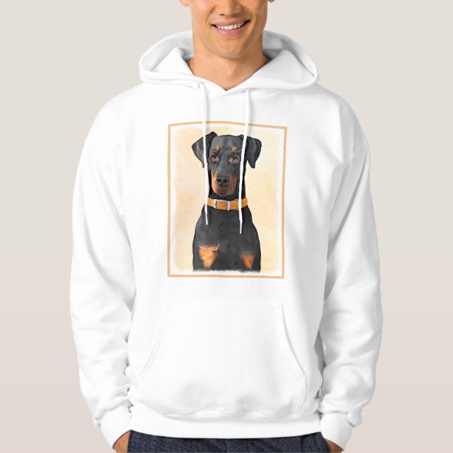 Doberman Pinscher Unzugeschnittene Malerei Origina Hoodie (Vorderseite)