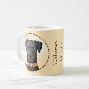 Doberman Pinscher Unzugeschnittene Malerei Origina Kaffeetasse