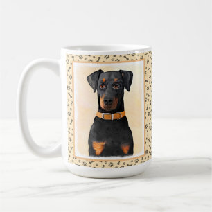 Doberman Pinscher Unzugeschnittene Malerei Origina Kaffeetasse
