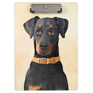 Doberman Pinscher Unzugeschnittene Malerei Origina Klemmbrett