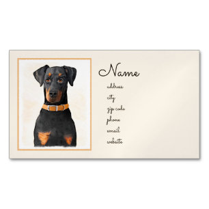 Doberman Pinscher Unzugeschnittene Malerei Origina Magnetische Visitenkarte
