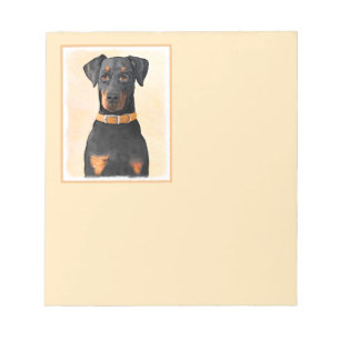 Doberman Pinscher Unzugeschnittene Malerei Origina Notizblock