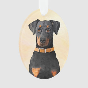 Doberman Pinscher Unzugeschnittene Malerei Origina Ornament