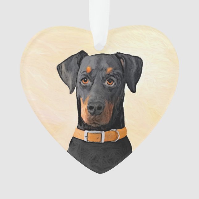 Doberman Pinscher Unzugeschnittene Malerei Origina Ornament (Vorderseite)