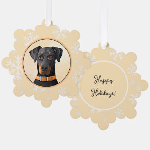 Doberman Pinscher Unzugeschnittene Malerei Origina Ornament Karte