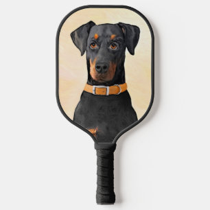 Doberman Pinscher Unzugeschnittene Malerei Origina Pickleball Schläger