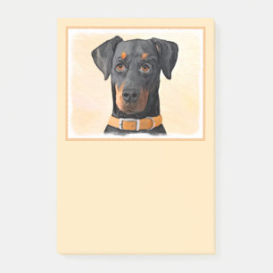 Doberman Pinscher Unzugeschnittene Malerei Origina Post-it Klebezettel