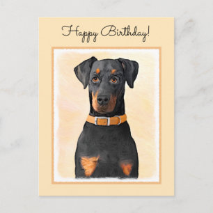 Doberman Pinscher Unzugeschnittene Malerei Origina Postkarte
