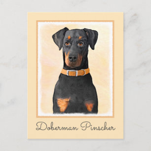 Doberman Pinscher Unzugeschnittene Malerei Origina Postkarte