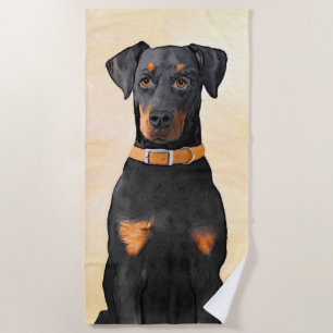 Doberman Pinscher Unzugeschnittene Malerei Origina Strandtuch