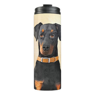 Doberman Pinscher Unzugeschnittene Malerei Origina Thermosbecher