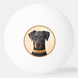 Doberman Pinscher Unzugeschnittene Malerei Origina Tischtennisball