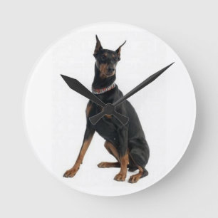"DOBERMAN PINSCHER" WALL CLOCK RUNDE WANDUHR