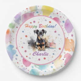 Doberman Pinscher Watercolor Papierplatte Pappteller