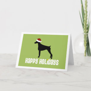 Doberman Pinscher Weihnachtsmannmütze Feiertagskarte