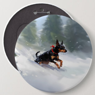 Doberman Pinscher Weihnachtsschnee Winter Button