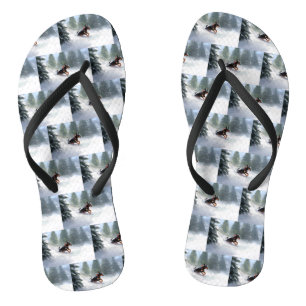 Doberman Pinscher Weihnachtsschnee Winter Flip Flops