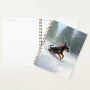 Doberman Pinscher Weihnachtsschnee Winter Planer