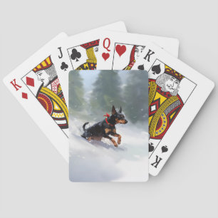 Doberman Pinscher Weihnachtsschnee Winter Spielkarten