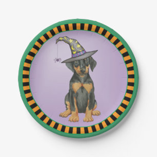 Doberman Pinscher Witch Paper Plate Pappteller