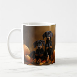 Doberman Puppy Autumn Delight Pumpkin Kaffeetasse