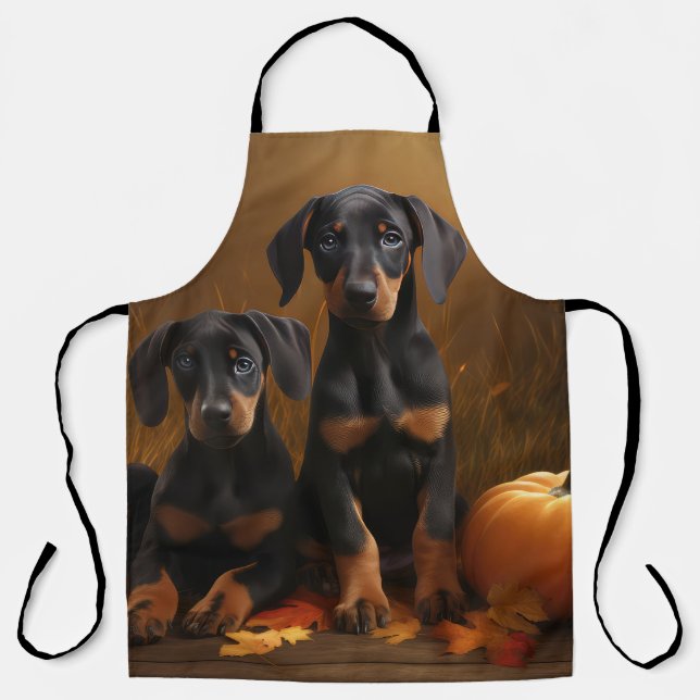 Doberman Puppy Autumn Delight Pumpkin Schürze (Vorderseite)