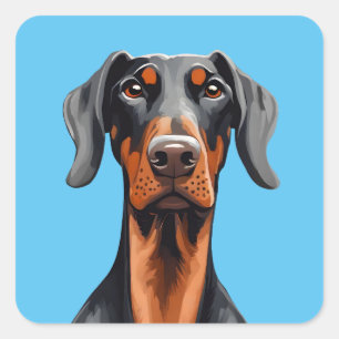 Doberman Quadratischer Aufkleber