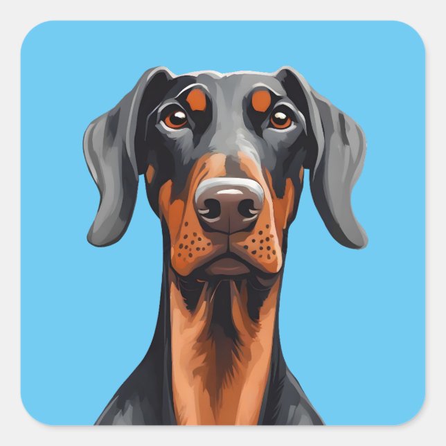 Doberman Quadratischer Aufkleber (Vorderseite)