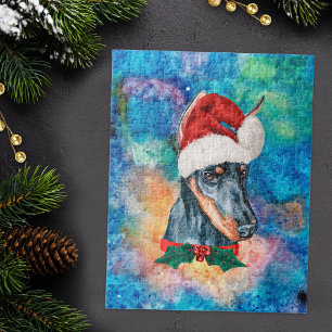 Doberman-Rasse Hund Weihnachten