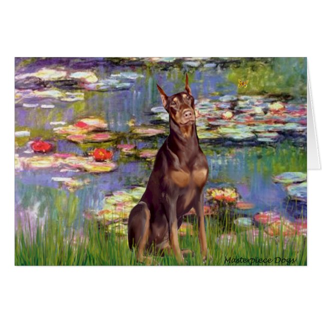 Doberman (rot) - Lilies 2 (Vorderseite (Horizontal))