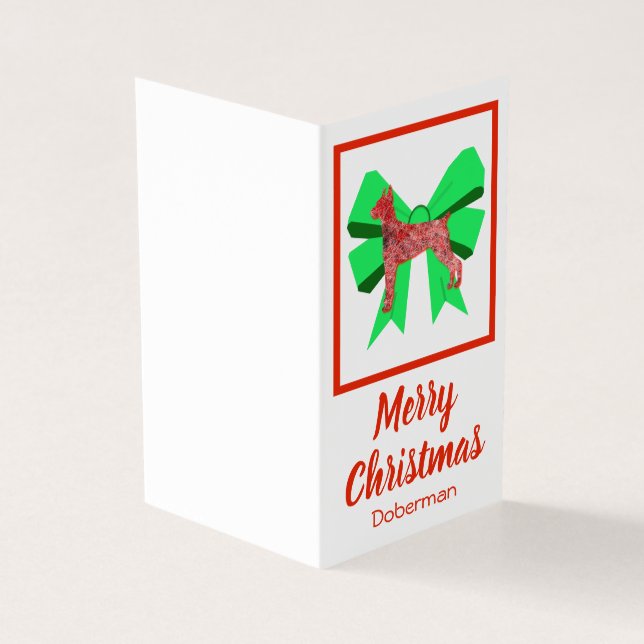 Doberman Silhouette Christmas Dog & Bow Gift Tag (Vorderseite)