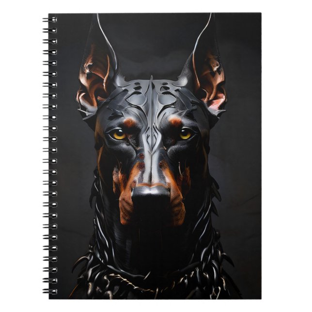 Doberman Steel Vibe Silhouette Vertical Notizblock (Vorderseite)