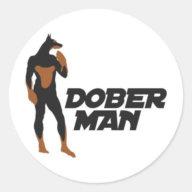 DoberMan Superhero 2 Runder Aufkleber (Vorderseite)